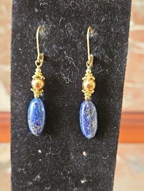 Vintage Lapis Leverback Earrings